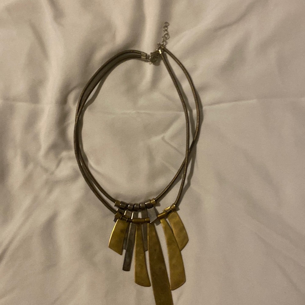 Double layer brown and gold choker